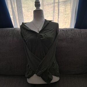 a.n.a Dark Green Button Down Shirt